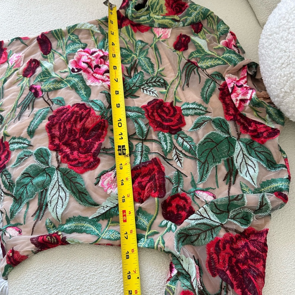 Long sleeve Flower Embroidery Mini dress Medium for @cstiggs16 - Picture 10 of 17
